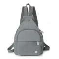 Grey multi-use convertible backpack chest bag, lightweight casual crossbody travel shoulder bag for women. - Gray