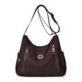 Borsa a tracolla impermeabile in nylon da donna borsa casual giornaliera con molte tasche - Viola scuro