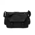 Black minimalist casual messenger bag, large capacity waterproof crossbody shoulder bag. - L / Black