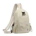 Lightweight multi-purpose canvas backpack for women, casual travel daypack with secure zipper. - Off White