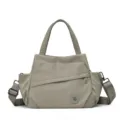 Minimalist large capacity nylon tote bag, versatile casual shoulder crossbody bag for daily travel. - Khaki