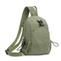 Lightweight green nylon backpack for women, casual daily travel small school bag and daypack. - Green