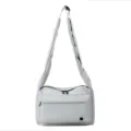 Grey nylon crossbody bag, casual commuter messenger shoulder bag with large capacity for daily use. - L / Gray