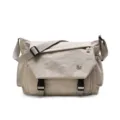 Trendy minimalist waterproof canvas messenger bag, large capacity crossbody bag for daily use. - L / Khaki