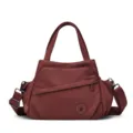 Burgundy nylon shoulder bag, casual versatile handbag and crossbody bag for women daily commute. - Red