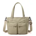 Borsa a mano impermeabile in nylon da donna grande capacita borsa tracolla casual viaggio nuovo - Kaki