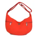 Korean minimalist red crescent crossbody shoulder bag large capacity casual fabric bag - Sunset Red