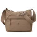 Women casual nylon crossbody bag multi-pocket lightweight shoulder travel handbag khaki - Rose Pink
