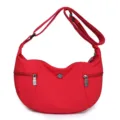 Red casual crossbody bag for women, simple lightweight nylon shoulder bag with zipper. - Red