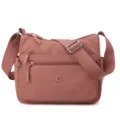 Casual nylon crossbody shoulder bag for women, multi-pocket travel daily commuter handbag. - Candy Pink