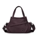 Women nylon shoulder bag casual large capacity tote crossbody bag dark purple handbag - Deep purple