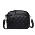 Sac bandoulière en cuir matelassé noir pour femme, mini sac à épaule élégant chic. - Noir