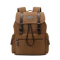 Sac à dos en toile marron pour le travail, grand cartable vintage élégant pour hommes et femmes. - Café