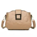 Élégant Sac à Bandoulière Femme en Cuir PU avec Motifs Gaufrés et Boucle Carrée Tendance - Kaki