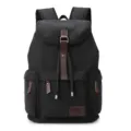 Sac à dos en toile noir pour homme et femme, cartable vintage résistant pour voyage. - Noir