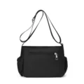 Sac à bandoulière noir en nylon pour femme, sac à main décontracté multi-poches pratique. - Noir