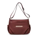 Sac à bandoulière en nylon pour femme sac casual léger poches multiples fourre-tout - Rouge