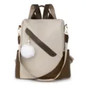 Sac à dos colorblock femme grande capacité élégant sac bandoulière tendance mode. - Beige Avec Pendentif