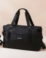 Grand sac de voyage noir imperméable avec bandoulière sac de sport multifonctionnel - L / Noir