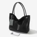 Grand sac cabas noir pour femme, sac a main epaule elegant mode coreenne travail - Noir