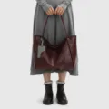 Sac cabas en cuir rouge vin grande capacité, sac à main élégant pour femme au quotidien. - Marron