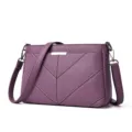 Stylish purple soft leather women shoulder bag casual crossbody handbag with metal decor. - Purple