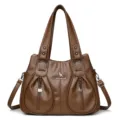 Elégant sac à main pour femme en cuir PU marron grande capacité bandoulière élégante et pratique. - Marron