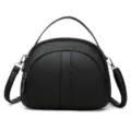 Sac bandoulière en cuir noir pour femme, élégant sac à main et pochette de téléphone chic. - Noir