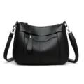 Élégant sac à bandoulière noir pour femme, sac en cuir texturé pour un style quotidien. - Noir