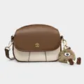 Sac a bandouliere bicolore chic pour femme, mini sac elegant en cuir PU avec charm. - Avec Pendentif / Café