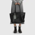 Large capacity soft leather tote bag for women, elegant black daily commuting shoulder bag. - Black
