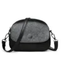 Sac bandoulière noir tendance pour femme, mini sac rond élégant en cuir PU design niche. - Noir