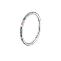 F136 titanium alloy multi-color zirconia hinged nose ring and cartilage piercing earring. - 1.2x8mm / Silver Side-Set Rhinestone