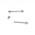 Bijou de piercing barbell droit en titane G23 avec des embouts coniques pointus. - 1.2x6x3x3mm / Argent Pointe