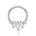 Edelstahl Klappsegment Ring mit Zirkonia Cluster für Nase und Ohr Piercing glänzend silber. - Krone / 1.2x6mm / Silber