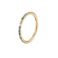 Titanium hinged segment clicker ring with colorful cubic zirconia for piercing. - 1.2x8mm / Gold Side-Set Rhinestone