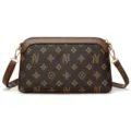 Femme marron monogramme cuir epaule bandouliere sac classique vintage casual fourre-tout - Marron