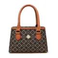 Sac à main rétro motif trèfle pour femme, poignée cuir PU marron, sac bandoulière chic. - Marron