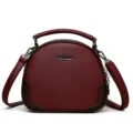 Sac à Bandoulière Rond en Cuir PU pour Femme Rouge Vin, Sac à Main Quotidien Variante - Rouge