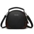 Élégant sac à main en cuir noir pour femme, sac bandoulière et porté épaule tendance. - Noir
