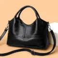 Grand sac cabas fourre tout en cuir PU noir sac a main bandouillere femme pour travail - Noir