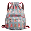 Sac à dos à cordon mignon imprimé lapin dessin animé pour femme, grand voyage école. - Lapin