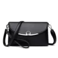 Sac bandoulière classique pour femme en cuir PU noir avec fermoir métallique, sac de voyage. - Noir