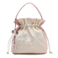 Sac à main brodé de style chinois pour femme, sac à bandoulière élégant avec motif floral. - Rose