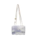 Élégant sac à bandoulière en chaîne marbré violet, sac fourre-tout tendance pour femme. - Bleu