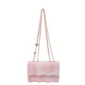 Sac à bandoulière rose dégradé avec chaîne, élégant sac croisé à rabat ondulé pour femmes. - Rose