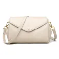 Sac bandoulière en cuir PU beige pour femme, petit sac carrée élégant et pratique. - Blanc