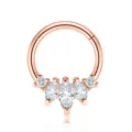 Roségoldener Nasenring Titan Stahl Septum Clicker Piercing mit funkelnden Zirkonia Steinen. - Krone / 1.2x6mm / Roségold