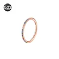 F136 Titanium Pave Set Rainbow Cubic Zirconia Hinged Segment Nose Ring Piercing Jewelry - Rose Gold Side-Set Rhinestone