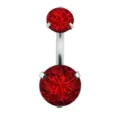 Red Zircon Stainless Steel Navel Ring Body Piercing Jewelry Variant Model Option - Red